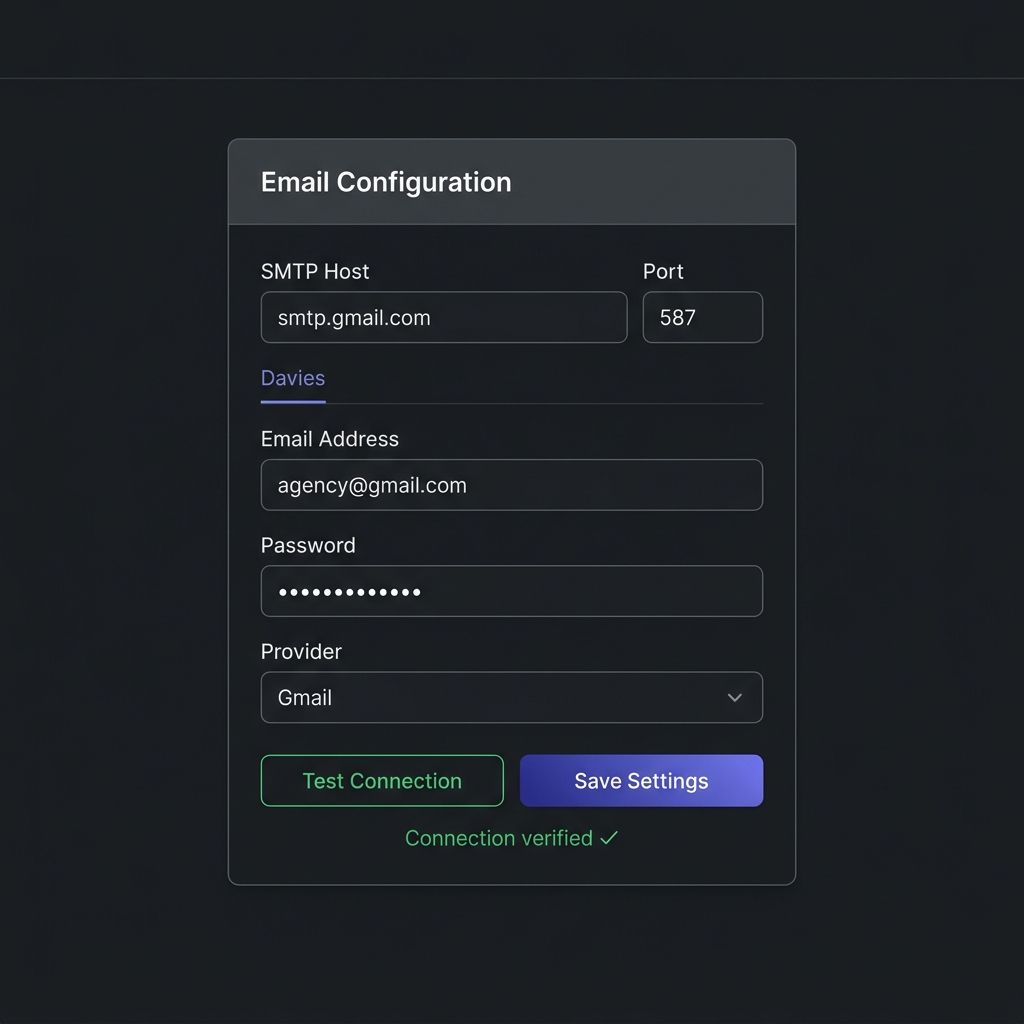 SMTP Configuration Panel